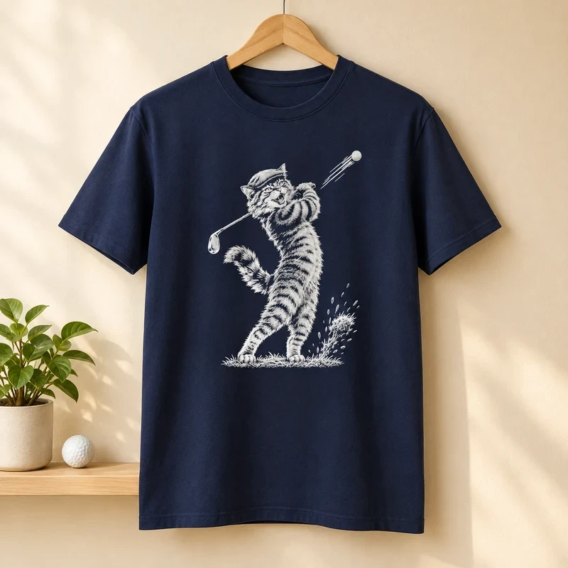 Cat Golfer t-shirt with an original cat design