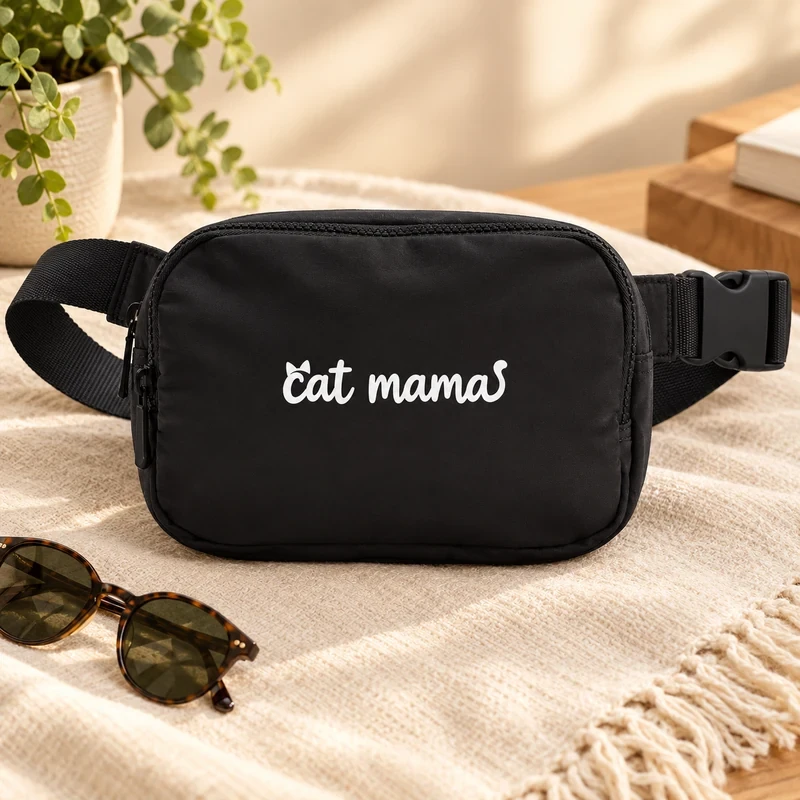 Cat Mama Script crossbody bag with an original cat design