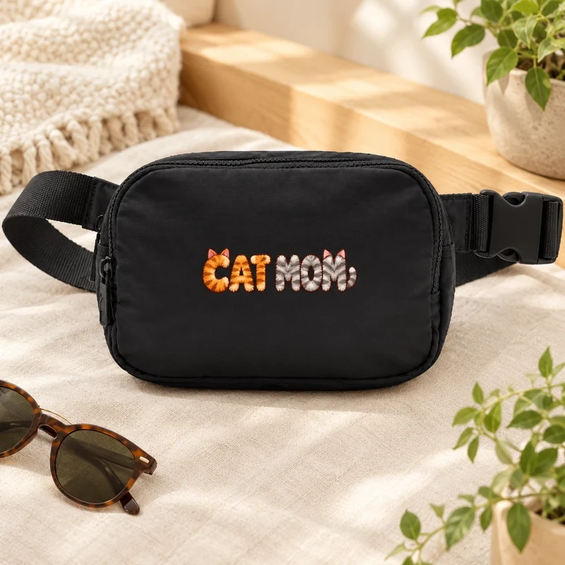 Cat Mom Fur Letters crossbody bag with an original cat design