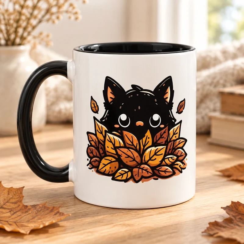 Fall Vibes Cat mug with an original cat design
