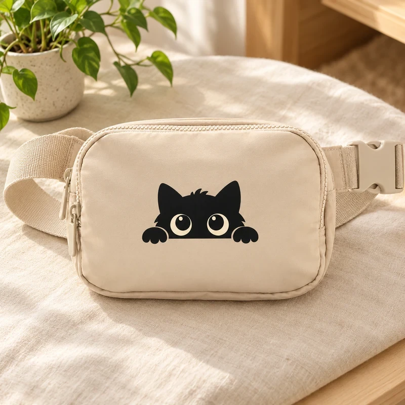Peeking Cat with Big Eyes crossbody bag with an original cat design